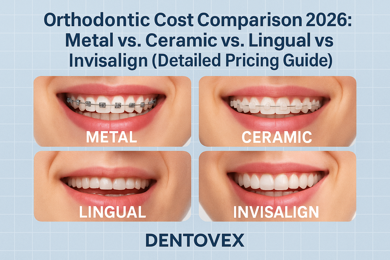 Orthodontic Cost Comparison 2026 Metal vs. Ceramic vs. Lingual vs. Invisalign (Detailed Pricing Guide)